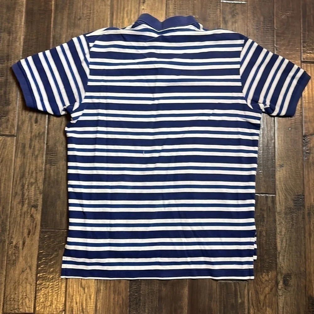 Vintage 90’s Men’s Ralph Lauren Navy Striped Polo Short Sleeve Shirt Size L